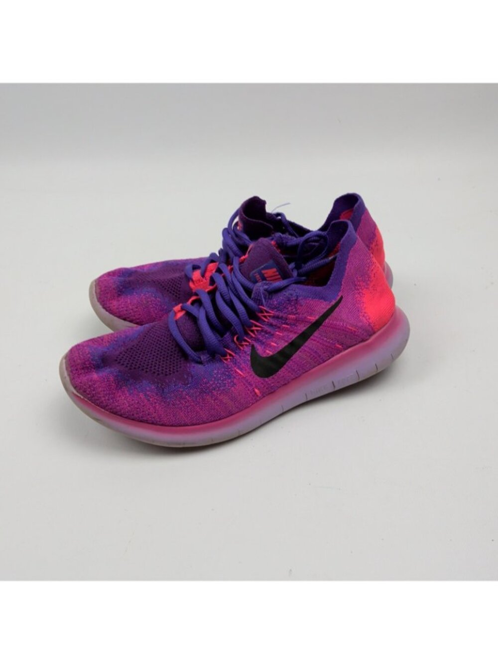 Nike Free RN Flyknit 2017 Shoes Womens Size 7.5 Purple Pink Sneakers 880844-600 - Picture 4 of 12
